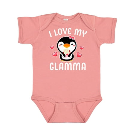 

Inktastic I Love My Glamma with Cute Penguin and Hearts Gift Baby Girl Bodysuit