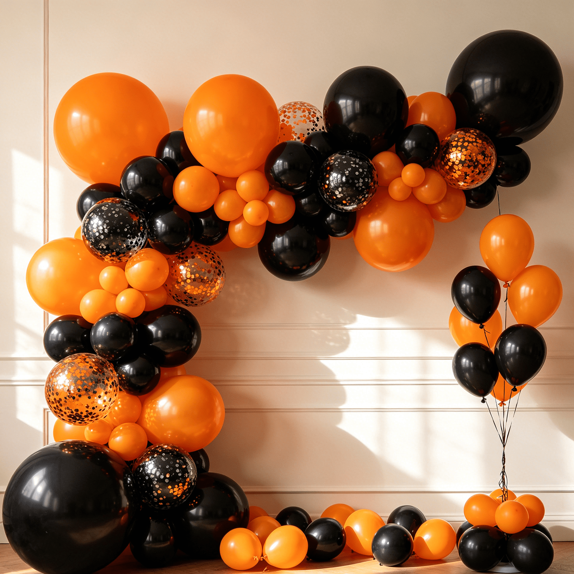 KIRIKOU 138pcs Black and Orange Balloon Garland Arch Kit 18" 12" 10" 5" Chrome Metallic Confetti Pastel Latex Balloons for Birthday Wedding Baby Shower Holiday Graduation Party Decors