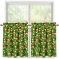 thumbnail image 4 of Christmas 24inches Tier Curtain Green Kitchen Tiers Curtains Light Filter Rod Pocket,2 Panels Set,Black and White,28"X24",2Panels, 4 of 6