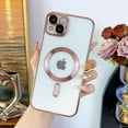 thumbnail image 3 of for Phone15 Plus Case Magnetic Clear Silicone Soft TPU Flexible Luxury Plating Ultra Thin Shockproof Bumper Case with MAGSAFE Charging for iPhone 15 Plus Clear Black, 3 of 15