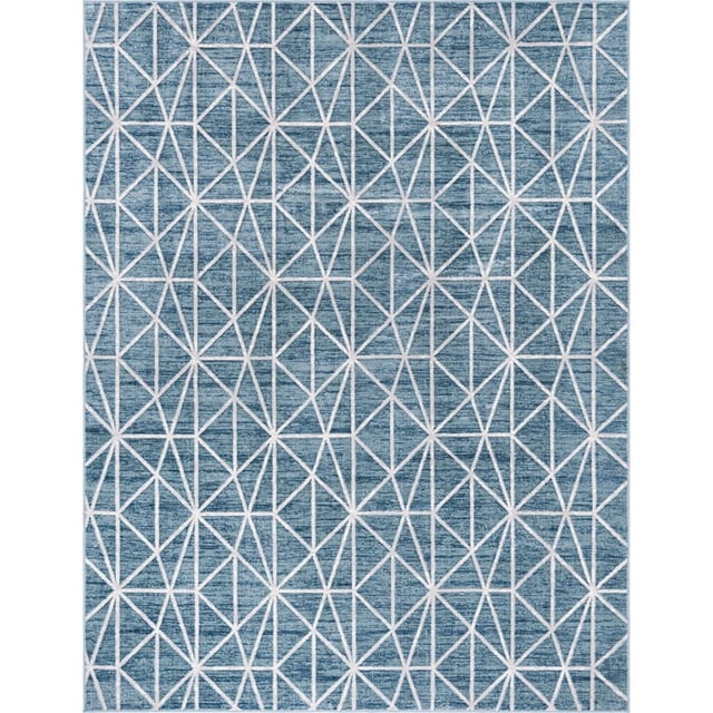 Unique Loom Matrice Treillis Tapis de Surface en Treillis 9' x 12' Rectangle Bleu/gris