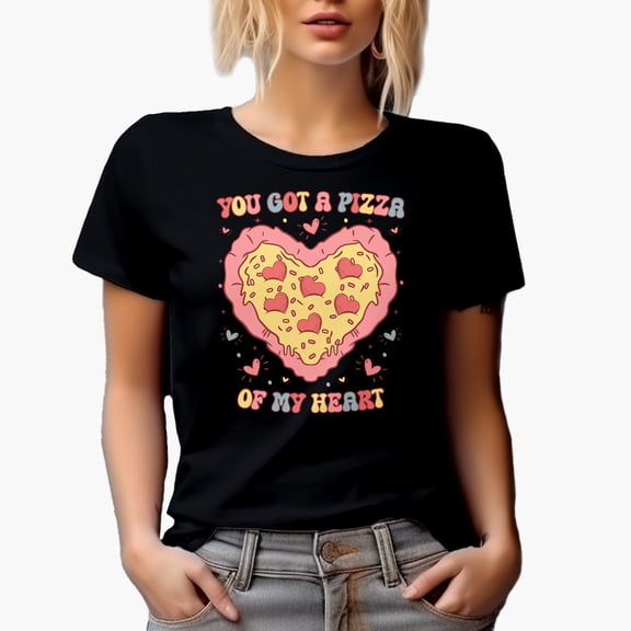 You Gotta Pizza of My Heart, Retro Valentine's Day Pun Gift, Black T-Shirt, Small