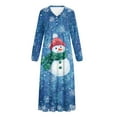 thumbnail image 5 of SEANATIVE Christmas Nightgown for Women Long Sleeve Sleep Shirt with Button Front Pajama Dress Night Gown Cozy Full Length Nightdress for Casual Home Bedroom, S, Snowman Snowflake Blue, 5 of 7