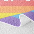 thumbnail image 5 of Manfei Rainbow Stripe Bed Spread Queen, Hello Summer Letter Queen Coverlet Set, Yellow Pink Purple, 3pcs, 1 Quilt and 2 Pillowcases, 5 of 7
