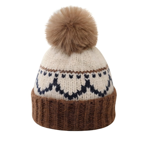TELOLY Toddlers Hats Winter for 2-9 Years Kids Winter Plush Hat Warm Knit Thick Ski Protector Hairball Hat for Girls Boys