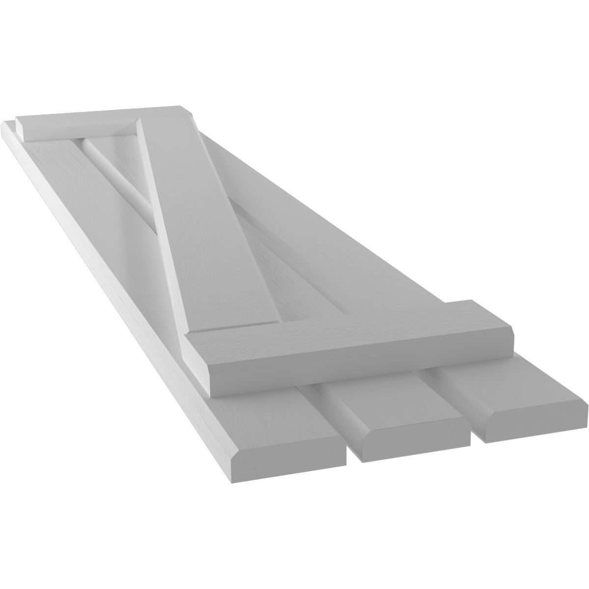 Ekena Millwork 11 1/2"W x 44"H Americraft Three Board (2 Batten) Exterior Real Wood Spaced Board-n-Batten Shutters w/ Z-Bar (Per Pair), Primed