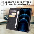 thumbnail image 3 of Dteck Case for iPhone 13, Premium Soft PU Leather Cover TPU Bumper with Card Holder Kickstand Magnetic Adsorption Flip Wallet Case for iPhone 13,Black, 3 of 6