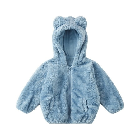 

Dezsed Toddler Fleece Jacket Clearance Toddler Baby Boys Girls Solid Color Plush Cute Bear Ears Winter Hoodie Coat Jacket 4-5 Years Blue