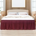 thumbnail image 2 of PiccoCasa Polyester Brushed Bed Skirt with Elastic Dust Ruffles 16" Drop, Queen Burgundy, 2 of 8