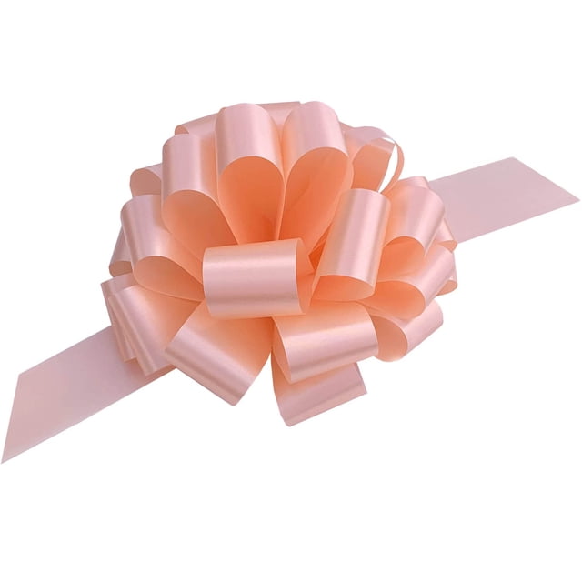 Lazos grandes de melocotón para tirar, papel de regalo, etc., 23 cm de ancho, juego de 6