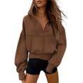 thumbnail image 1 of Sudadera con Capucha Marrón para Mujer PRETTYGARDEN con Cierre - Talla Grande, 1 of 6