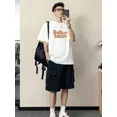thumbnail image 2 of Conjuntos para hombre con estampado gráfico para entrenamiento, ropa básica de verano con alfabeto, camisetas, pantalones cortos, trajes para hombre, ropa juvenil emo esencial, 2 of 4