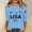 Blue, variant on United States 250 Years Shirt Usa Flag Patriotic Top Women USA Shirt, USA Faith Wear United States American Flag Print Shirt, 3/4 Sleeve Usa Flag Sweatshirts Crewneck Shirt for Spring Autumn White L