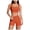 Orange, variant on UOCUFY Workout Sets for Women 2 Piece Seamless Ribbed Crop Tank High Waist Shorts Yoga Outfits(Orange,S)