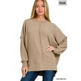 thumbnail image 2 of Zenana Women & Plus Size Brushed Melange Hacci Overside Kimono Batwing Sleeve Lightweight Hi-Low Hem Sweater, 2 of 5