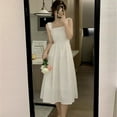 thumbnail image 4 of Vestido largo de verano para mujer, informal, bohemio, sin mangas, con tirantes finos, fruncido, con capas, largo, para playa, con cintura alta, holgado, con capas, corte A, midi, 4 of 6
