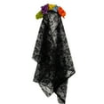 thumbnail image 2 of Gothic Rose Lace Veil Headband, Black Mesh Bridal Headdress for Halloween & Day of the Dead, Floral Crown Costume Accessory, 1 PC Multicolor, 2 of 3