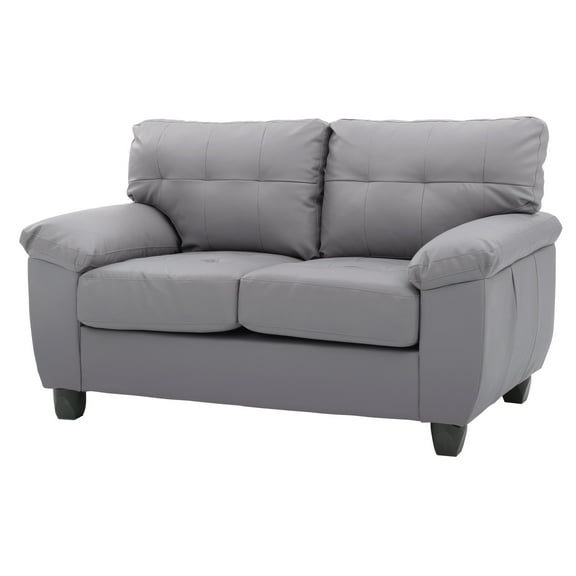 Glory Furniture Gallant Faux Leather Loveseat in Gray