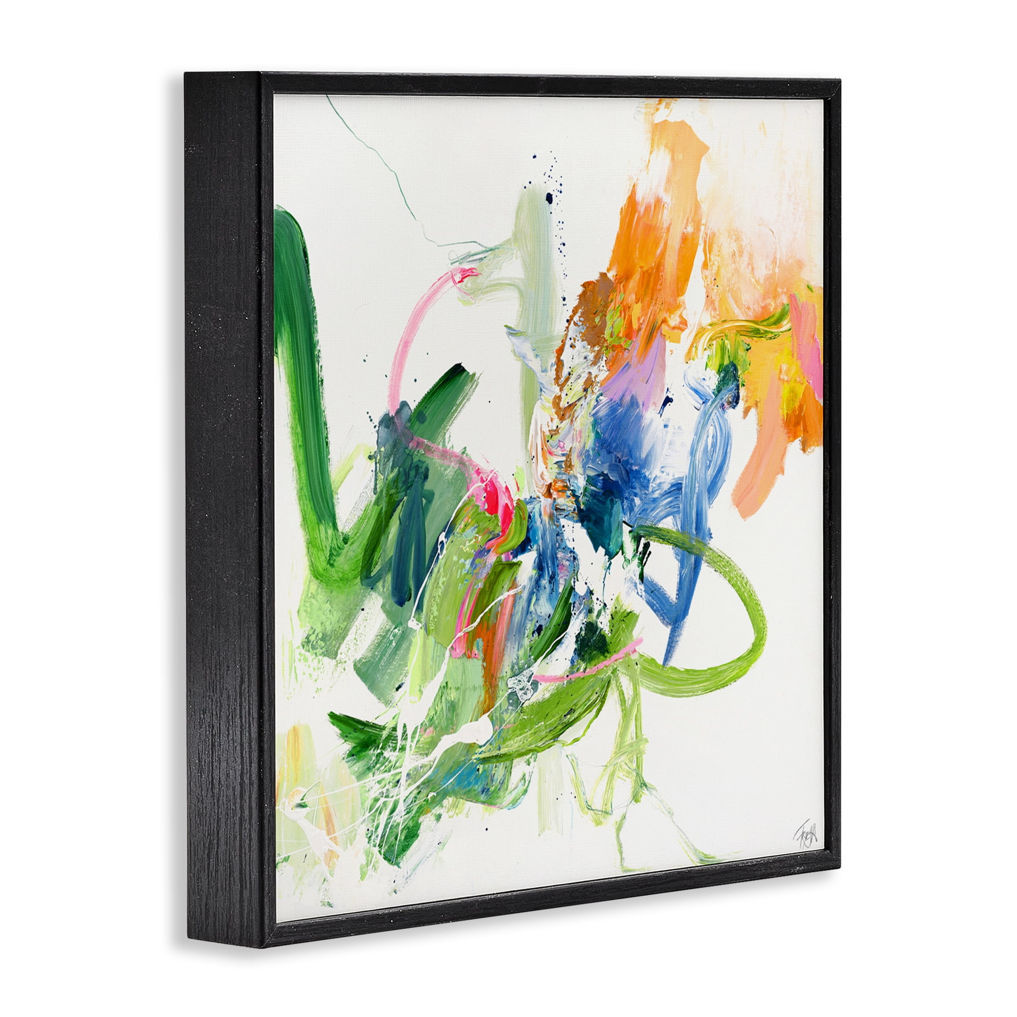 Confident Green Abstraction Black Framed Giclee Art, design by Design Fabrikken