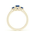 thumbnail image 2 of ANGARA Natural Classic Round Sapphire Three Stone Ring in 14K Yellow Gold for Women (Size-5mm) | September Birthstone, Birthday, Anniversary, Jewelry Gift for Women | Natural Blue Sapphire Ring, 2 of 9