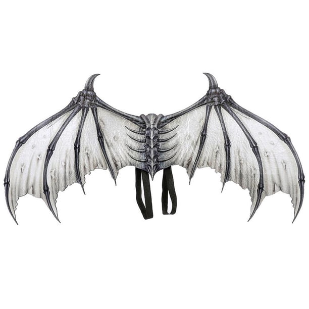 Wosthever Alas del diablo, decoración plegable, ala de Cosplay de demonio, ligereza, accesorios prácticos para carnaval, atuendo para fiestas y Kits de decoración para fiestas Blanco