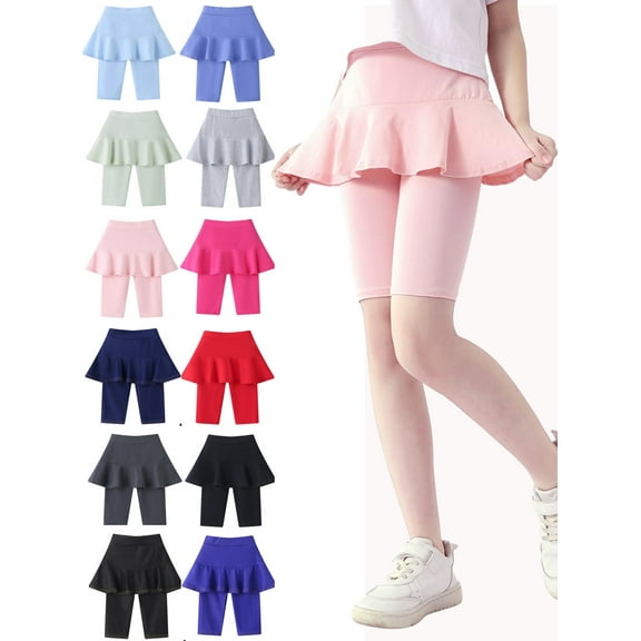 BULLPIANO 3-11T Girls Leggings Pants with Tutu Skirts Skinny Kids Culottes Footless Tights Knee-Length