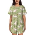 thumbnail image 1 of Fotbe Cute Rabbit And Flower Conjunto de Pijama Estampado para Mujer, 2 Piezas, Ropa de Dormir con Camiseta de Manga Corta y Shorts Suaves-4X-Large, 1 of 6
