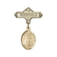 thumbnail image 1 of 14kt Yellow Gold Baby Badge with St. Zoe of Rome Charm and Godchild Badge Pin 1 X 5/8 inches, 1 of 1