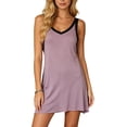 thumbnail image 2 of NominalSnug Nightgowns for Women Built in Bra Sleeveless Pajamas Dress V Neck Soft Sleepshirts Comfy Nightshirts, 2 of 8