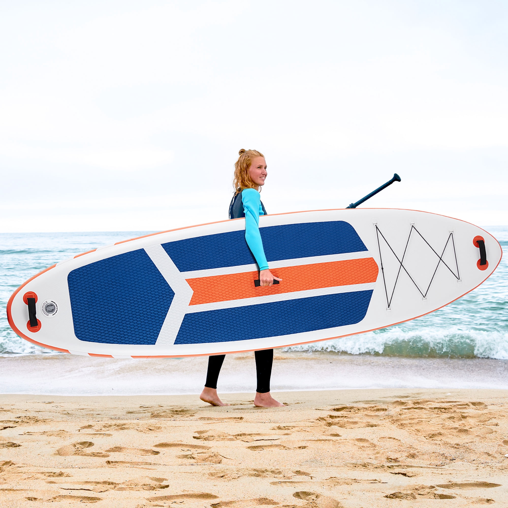MCQ Inflatable Stand up Paddle Board Durable Advanced Material and Complete SUP Accessories Non-Slip Deck, ﻿Bule and Orange