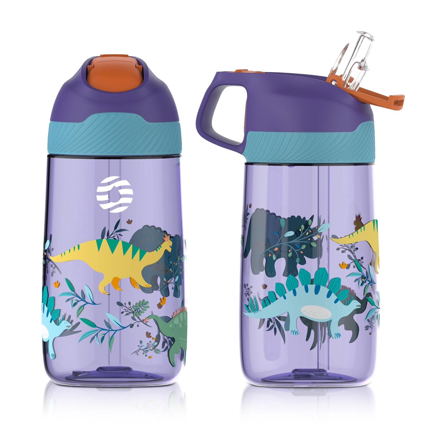 FJbottle 16 oz Kids Water Bottle with Straw for Toddler, Plastic Kids