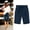 Navy, variant on Women Solid Linen Mix Half Pants Drawstring Elastic Waist with Side Pockets