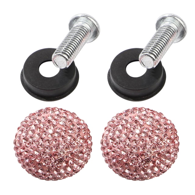 Shisuyan Vehicle License Plate Nuts and Bolts Rhinestone Car Screw Special Fasteners Anti-theft Screws (Pink)