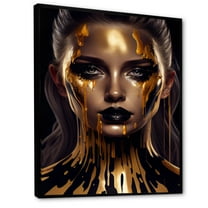 Designart Sensual Liquid Gold Woman VII Floating Frame Wall Art