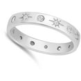 thumbnail image 4 of Clear Cubic Zirconia Star Moon Ring .925 Sterling Silver Band White Jewelry Female Male Size 10, 4 of 4