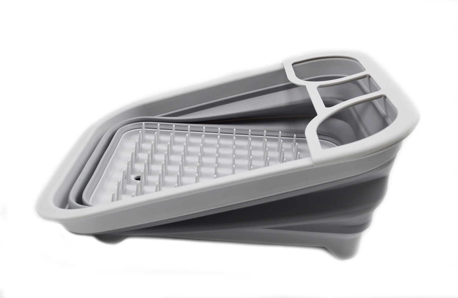 SAMMART Collapsible Dish Drainer with Swivel Spout - Foldable Drying Rack - Portable Dinnerware Organizer - Space Saving Kitchen Storage Tray