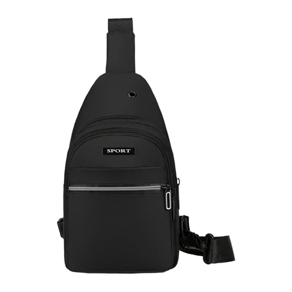 Xingzhi Chest Pack Bag With Earphone Hole Hands Free No Burden Polyester Outdoors Chest Bags Chest Bag For Men Soft Polyster black 1Set