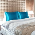 thumbnail image 3 of REGALWOVEN 2PCS Satin Pillowcases for Hair & Skin, Luxury Silky Pillow Cover with Closure, Satin Pillow Cases Peacock Blue Standard, 3 of 8