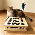 thumbnail image 5 of Solid Wood Cat Puzzle Toy Box Interactive Scratch Maze for Independent Play, Treat Training, and Indoor Enrichment, 5 of 6