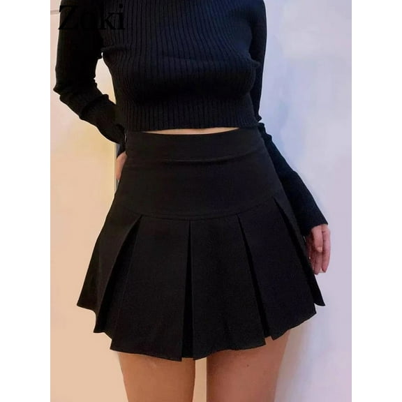 Vintage Gray Pleated Skirt Women Kawaii High Waist Mini Skirts Korean Fashion School Uniform Harajuku Streetwear Spring