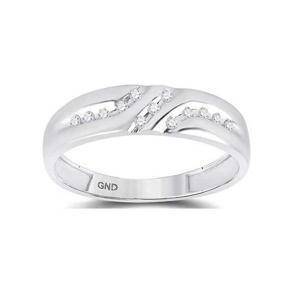 FB Jewels 10kt White Gold Mens Round Diamond Wedding Band Ring 1/8 Cttw Size 8