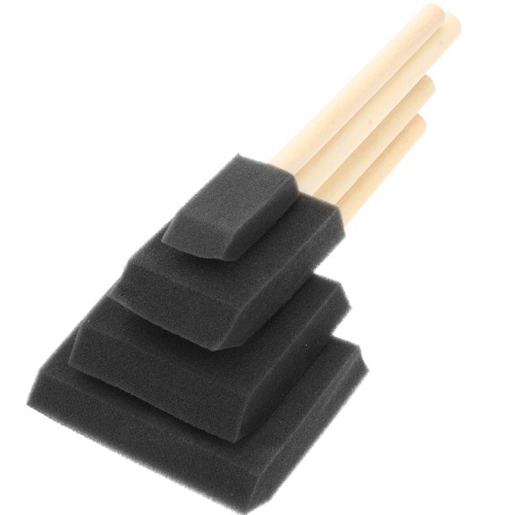 RENACLIPY Black Foam Paint Brushes with Wooden Handles for Crafting, Painting, Projects - 3 Sets
