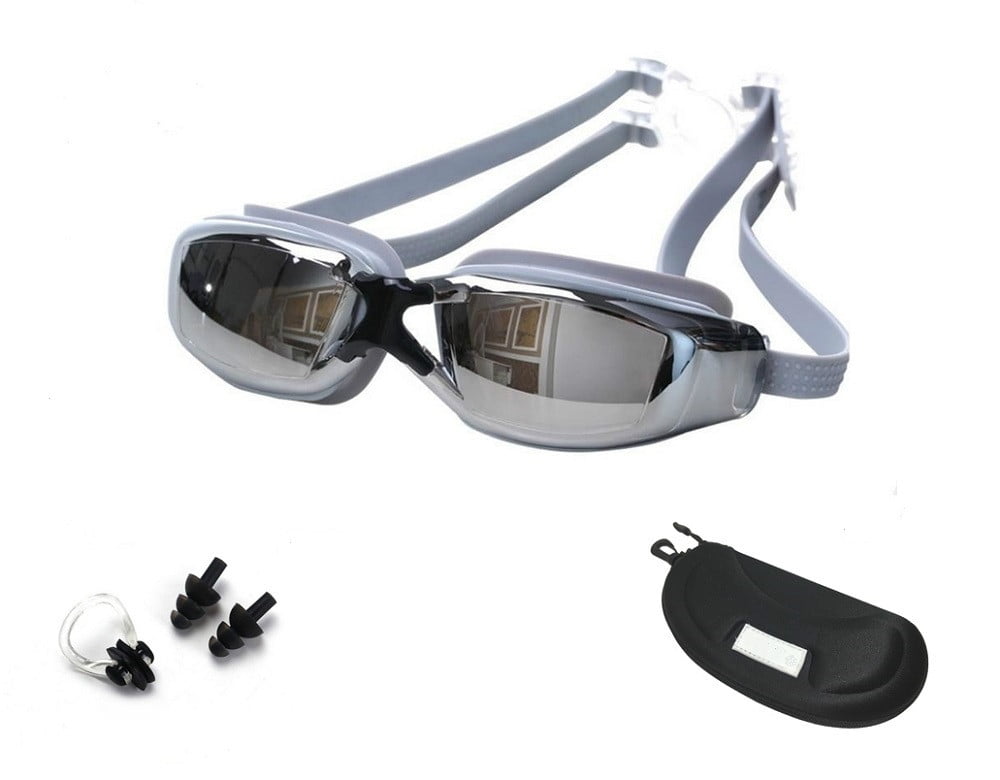 Swimming Goggles Clear Glasses UV Protection Anti Fog Earplugs Adjustable Mask 