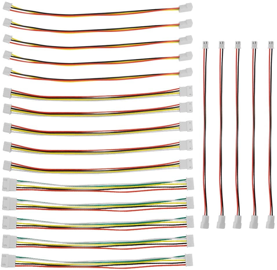 20Pcs JST XH Compatible 2/3/4/5 Pin Connector Cables - 200mm Length, Male To Female