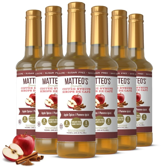 Matteo's Sugar Free Coffee Flavoring Syrup, Apple Spice, Delicious Coffee Syrup, 0 Calories, 0 Sugar coffee syrups, Keto Friendly