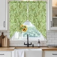 thumbnail image 6 of Vintage Green Swag Curtains for Kitchen/Bedroom/Living Room, Retro Botanical Abstract Art Scalloped Curtains 63 Inch Long, Rod Pocket Window Swag Topper Curtains Valances 2 Panels Set 36"x63", 6 of 8