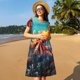 thumbnail image 4 of Easygdp Underwater Plant Octopus para Vestido Transpirable de Mujer, Vestido Suelto de Manga Corta con Pliegues y Bolsillos para el Verano, 4 of 6