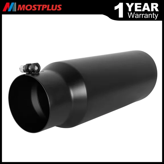 MOSTPLUS Black Diesel Exhaust Tip 3" Inlet 4" Outlet 12" Long Stainless Steel Bolt On