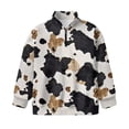 thumbnail image 4 of Uorisanigo Girls Sweatshirts Fashion Long Sleeve Lapel Zipper Sweatshirt Brown Black Cow Print Fall Trendy School Quarter Zipper Pullover Jackets for Sports and Daily Wear, 4 of 7
