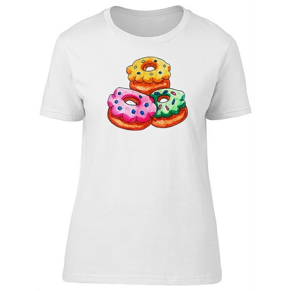 Three Flavored Donuts T-Shirt Women -Image by Shutterstock, Female Medium